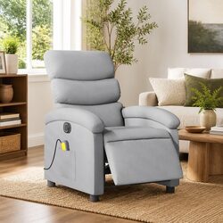 Stylish Grey Fabric Electric Massage Recliner Armchair