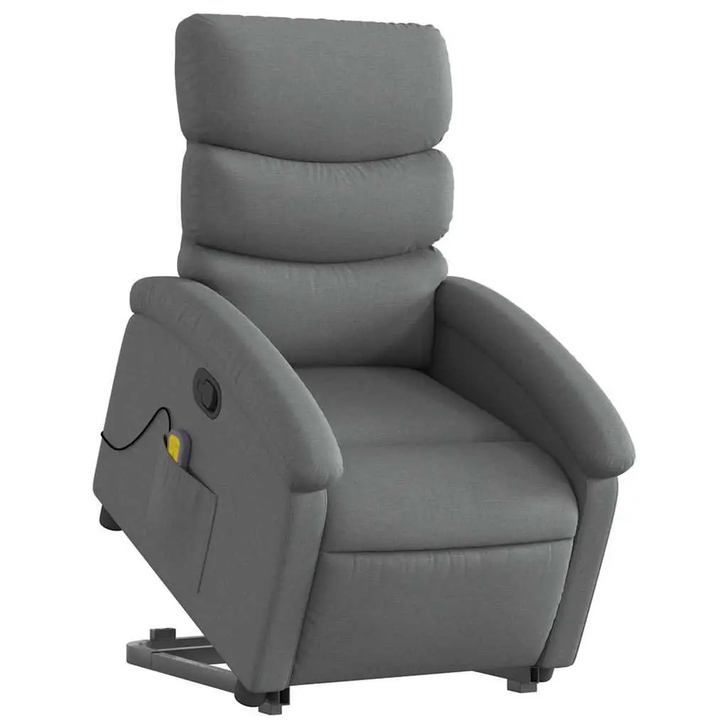 Electric Massage Recliner Chair Grey Fabric Power Lift Manual Reclining Vibration Massage