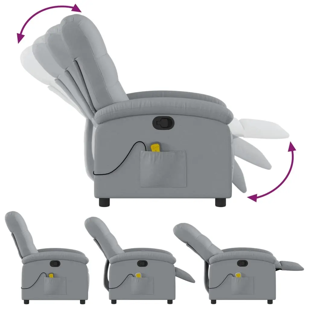 Massage Recliner Chair Grey Fabric Manual Recline Vibration Armchair Lounge