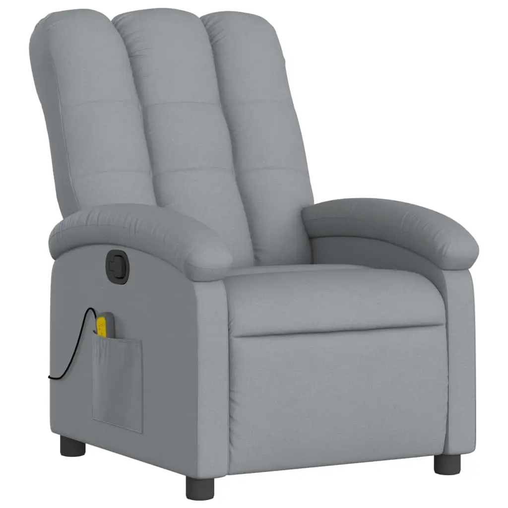 Massage Recliner Chair Grey Fabric Manual Recline Vibration Armchair Lounge