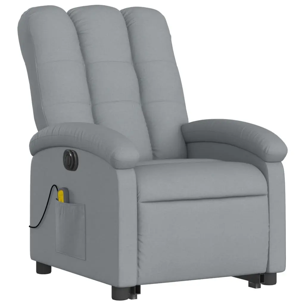 Electric Massage Recliner Chair Grey Fabric Power Lift and Recline