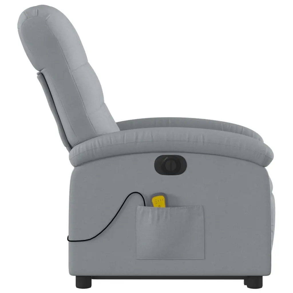 Electric Massage Recliner Chair Grey Fabric Power Lift and Recline