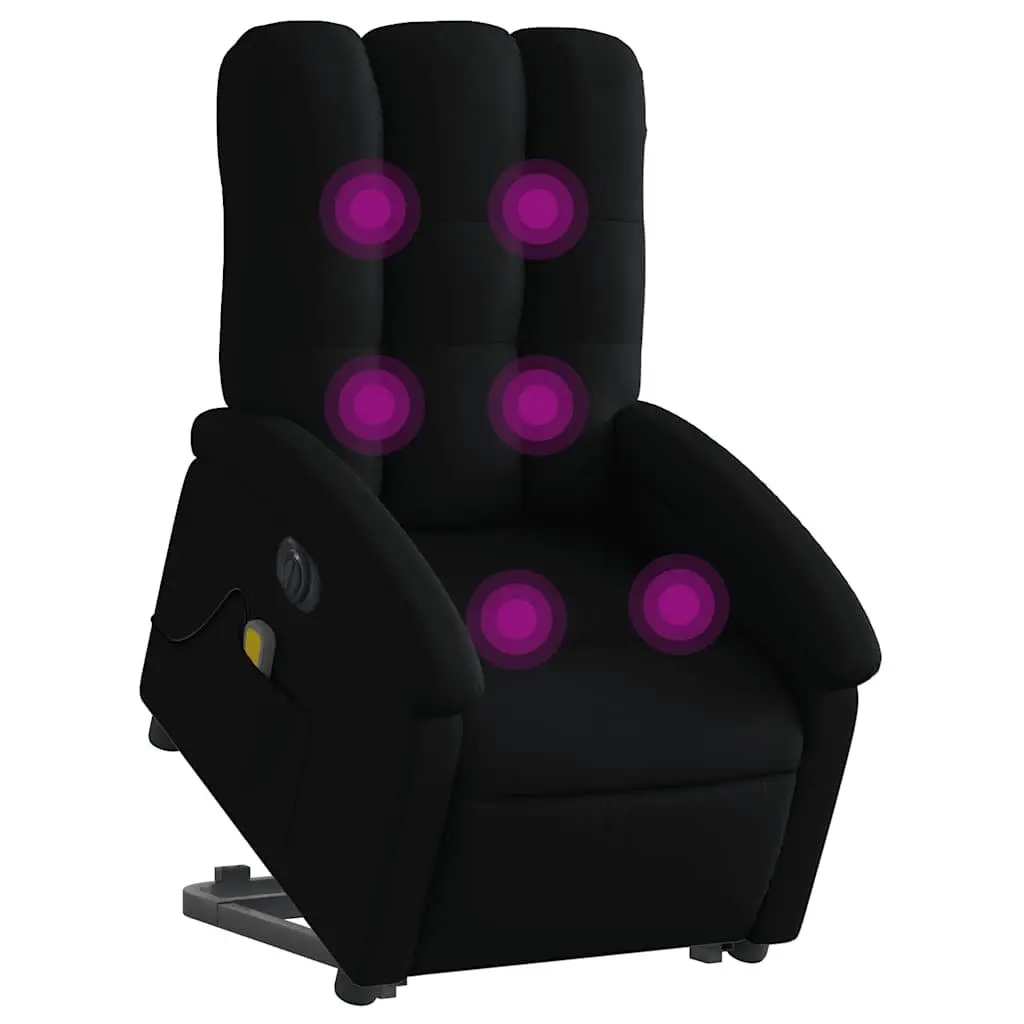 Electric Recliner Chair Fabric Power Lift and Massage Function Black