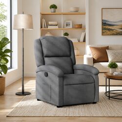 Recliner Chair Manual Reclining Armchair with Footrest Dark Grey Fabric Lounge