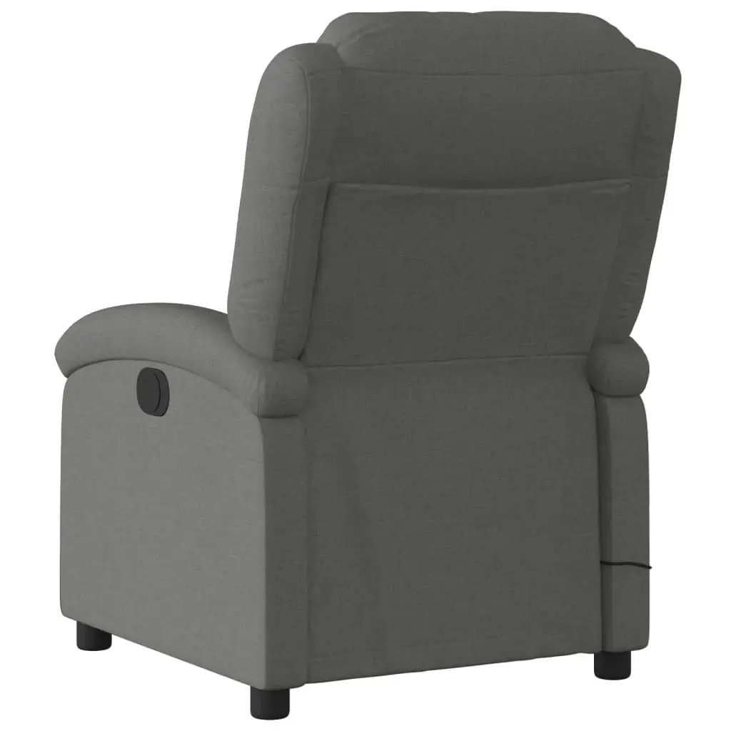 Massage Recliner Chair Grey Fabric Manual Recline 6 Vibration Points