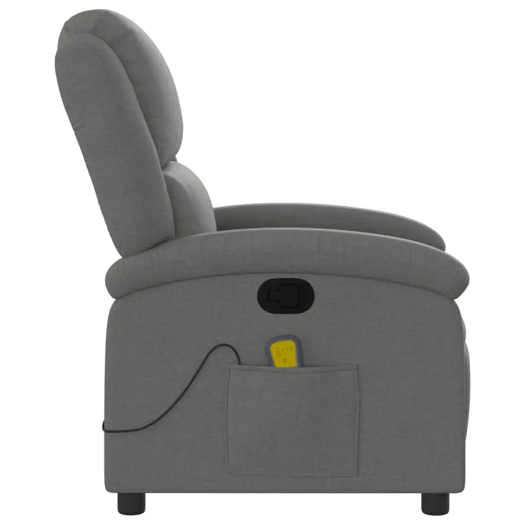 Massage Recliner Chair Grey Fabric Manual Recline 6 Vibration Points
