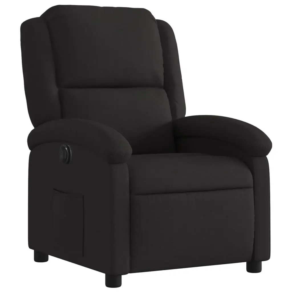 Electric Recliner Armchair Black Fabric Motorized Adjustable Backrest and Footrest