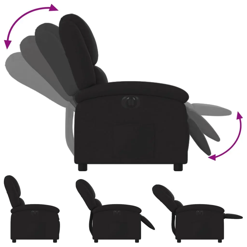 Electric Recliner Armchair Black Fabric Motorized Adjustable Backrest and Footrest