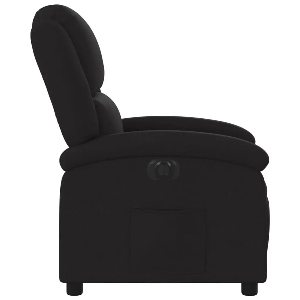 Electric Recliner Armchair Black Fabric Motorized Adjustable Backrest and Footrest