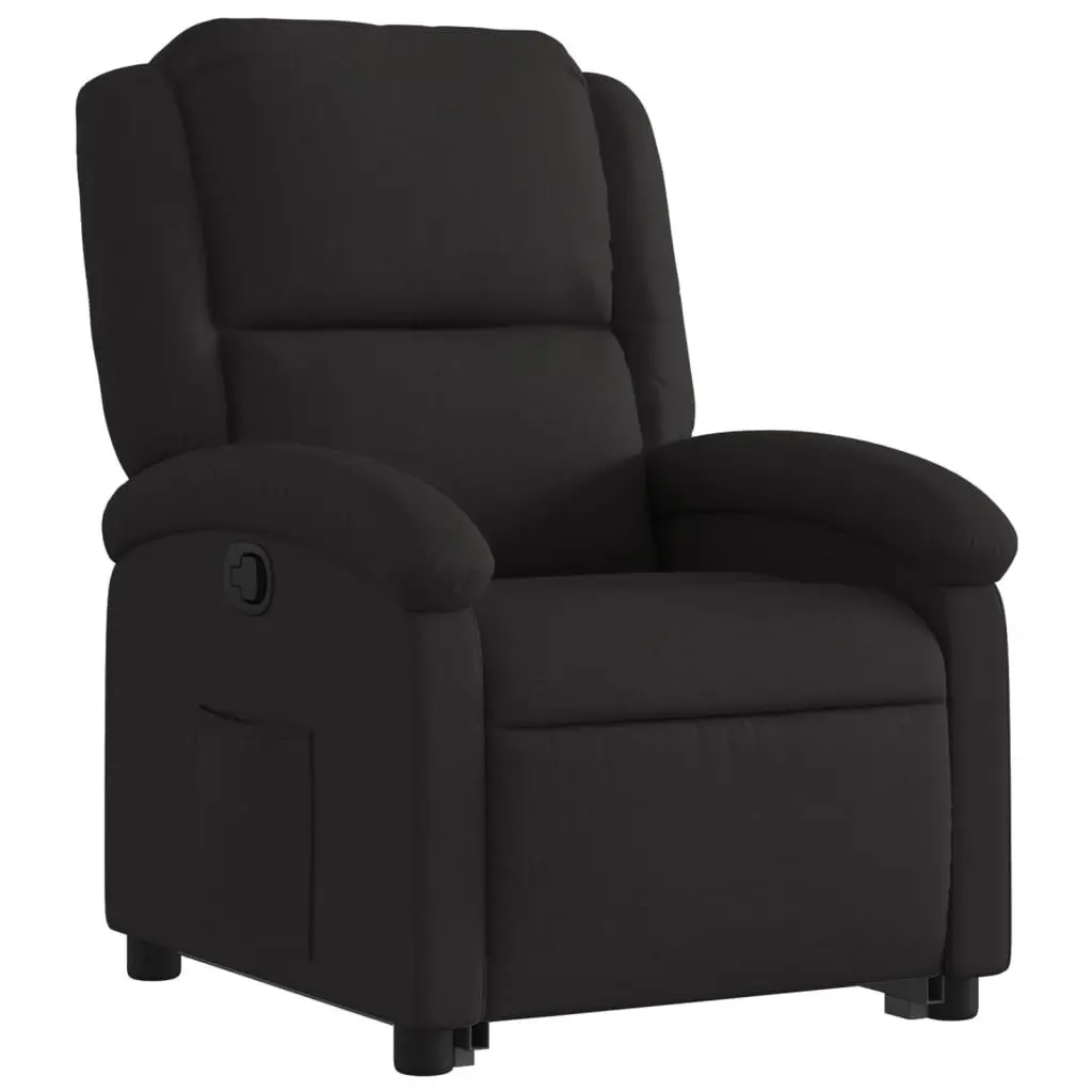 Stand Up Recliner Chair Black Fabric Electric Power Lift Manual Reclining