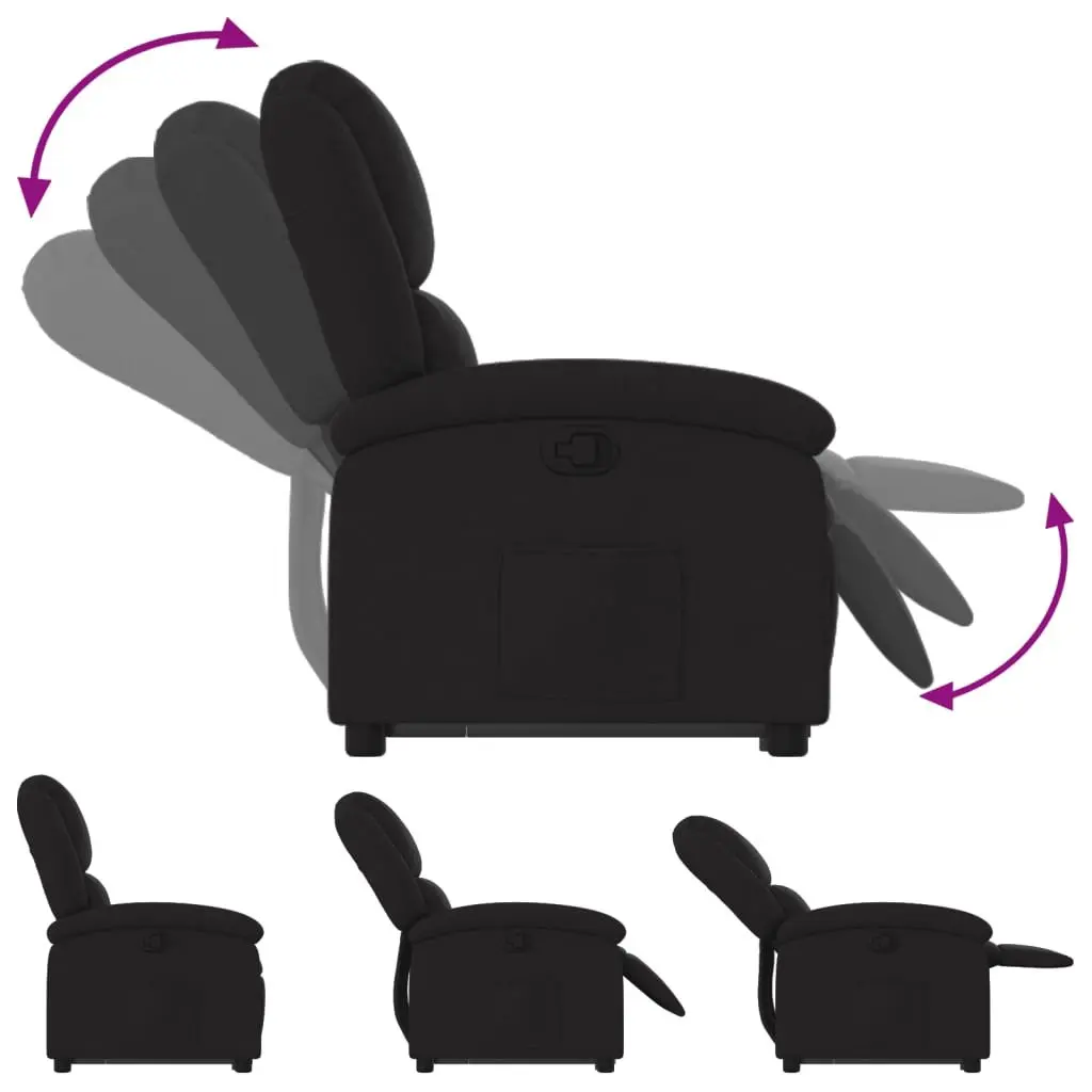 Stand Up Recliner Chair Black Fabric Electric Power Lift Manual Reclining