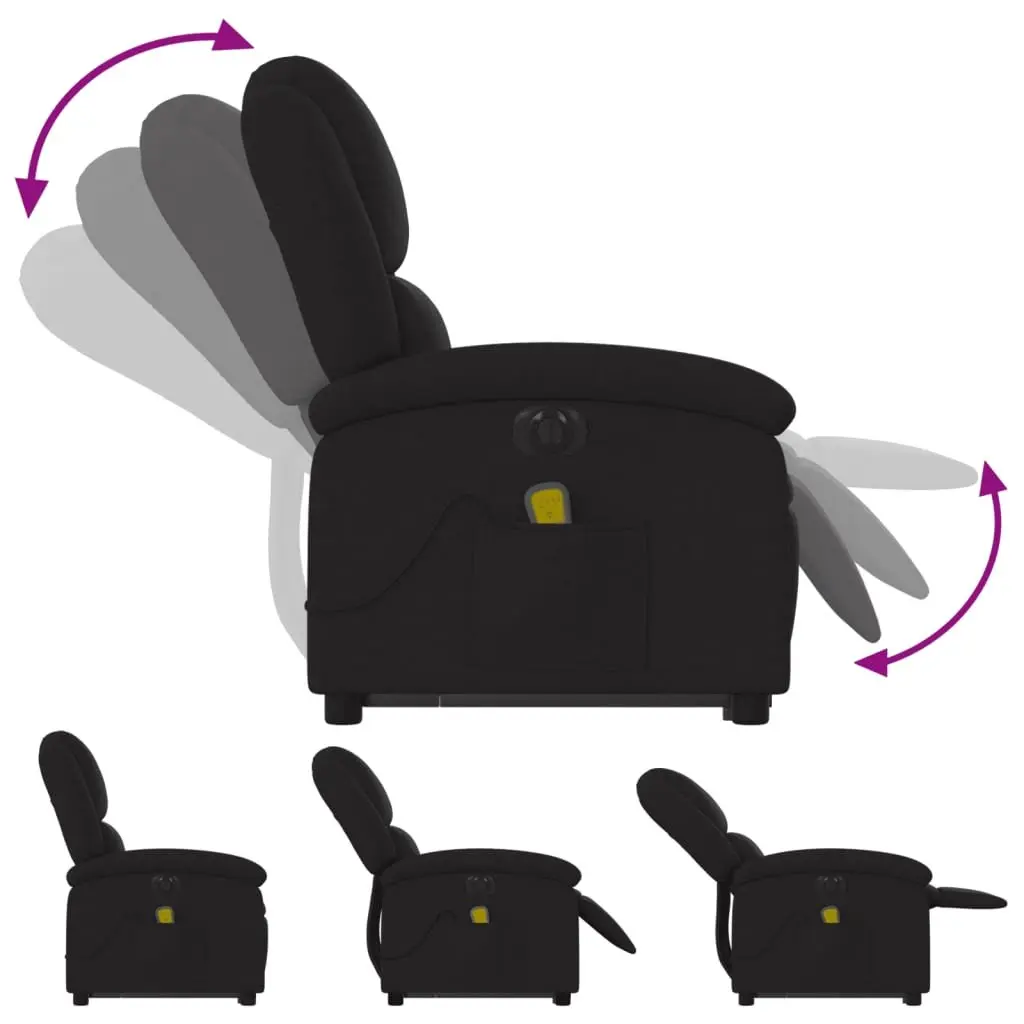 Electric Massage Recliner Chair Black Fabric Power Lift Electric Recline Vibration Massage