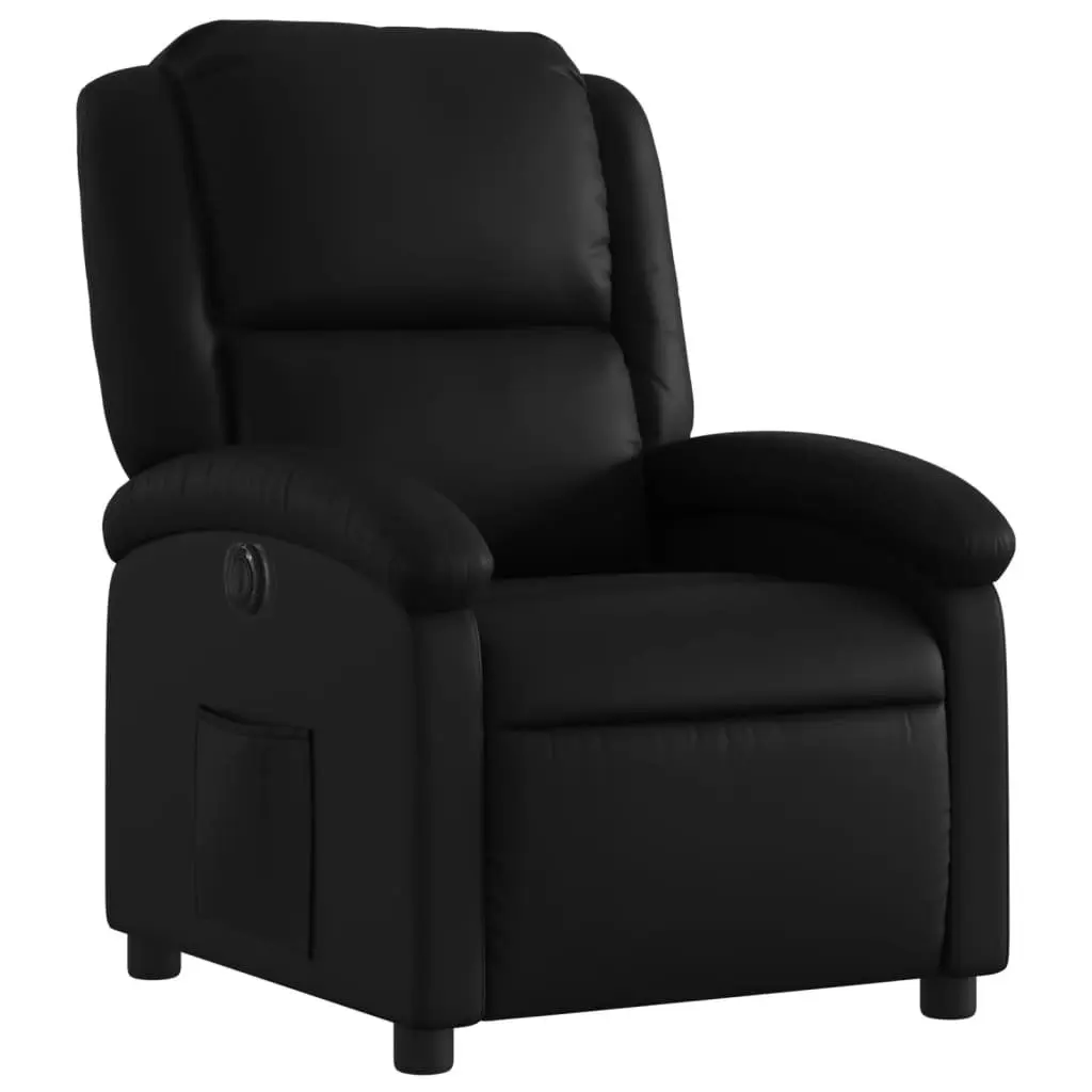 Electric Recliner Armchair Black Faux Leather Remote Control Adjustable Footrest