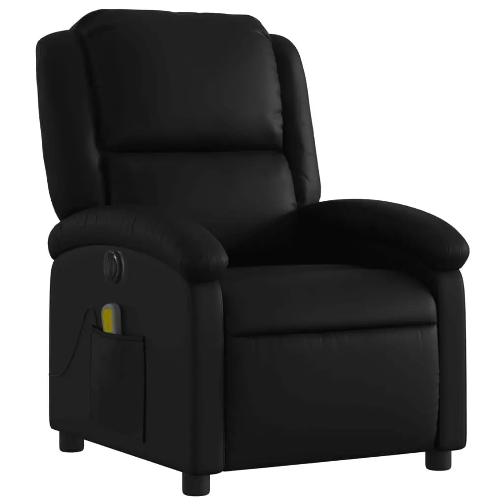 Electric Massage Recliner Chair Black Faux Leather 6 Massage Points Automatic Reclining