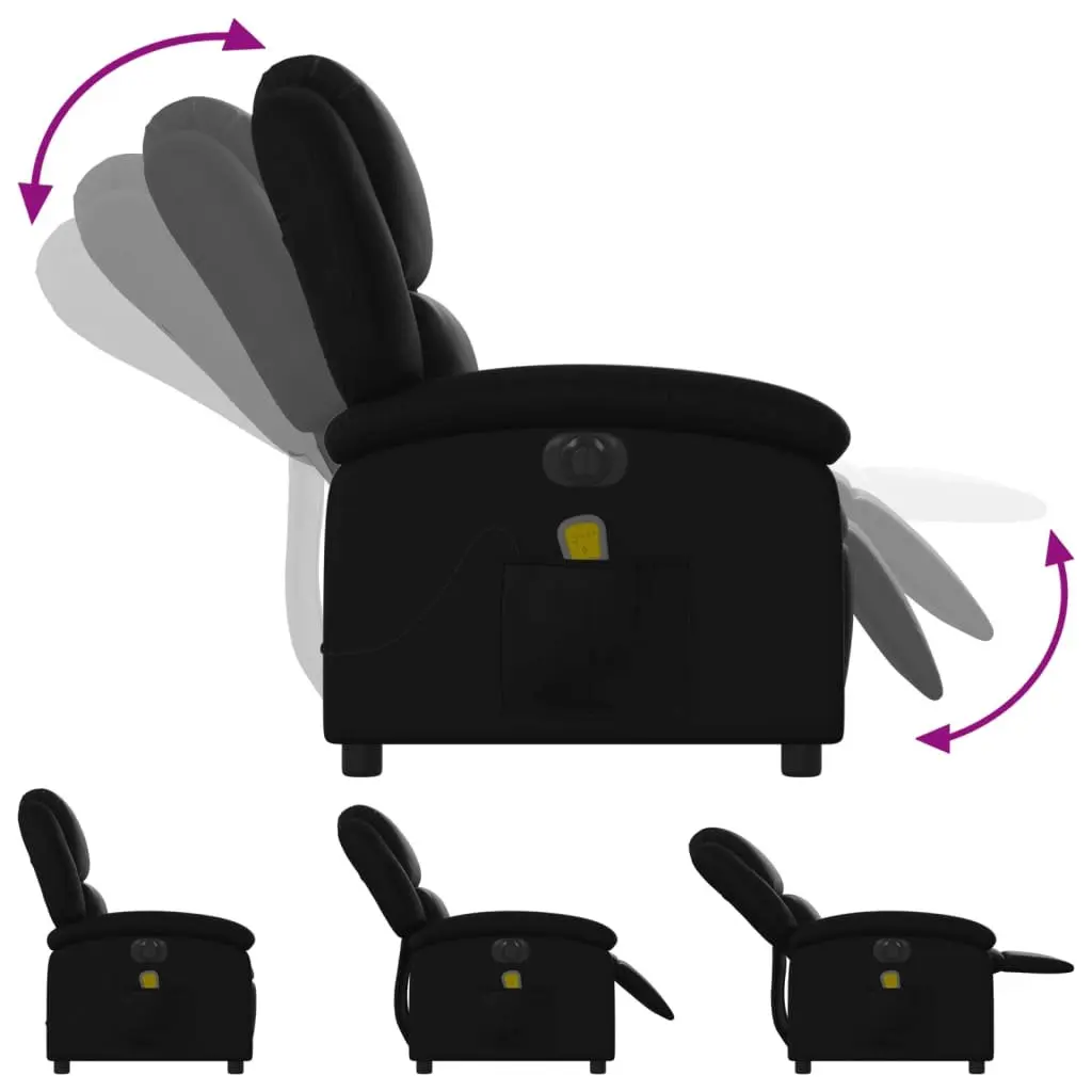 Electric Massage Recliner Chair Black Faux Leather 6 Massage Points Automatic Reclining