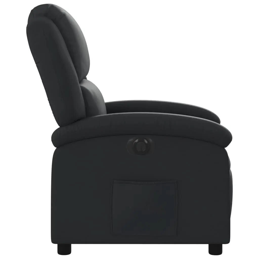Electric Recliner Chair Black Leather Adjustable Backrest Footrest Padded Armchair