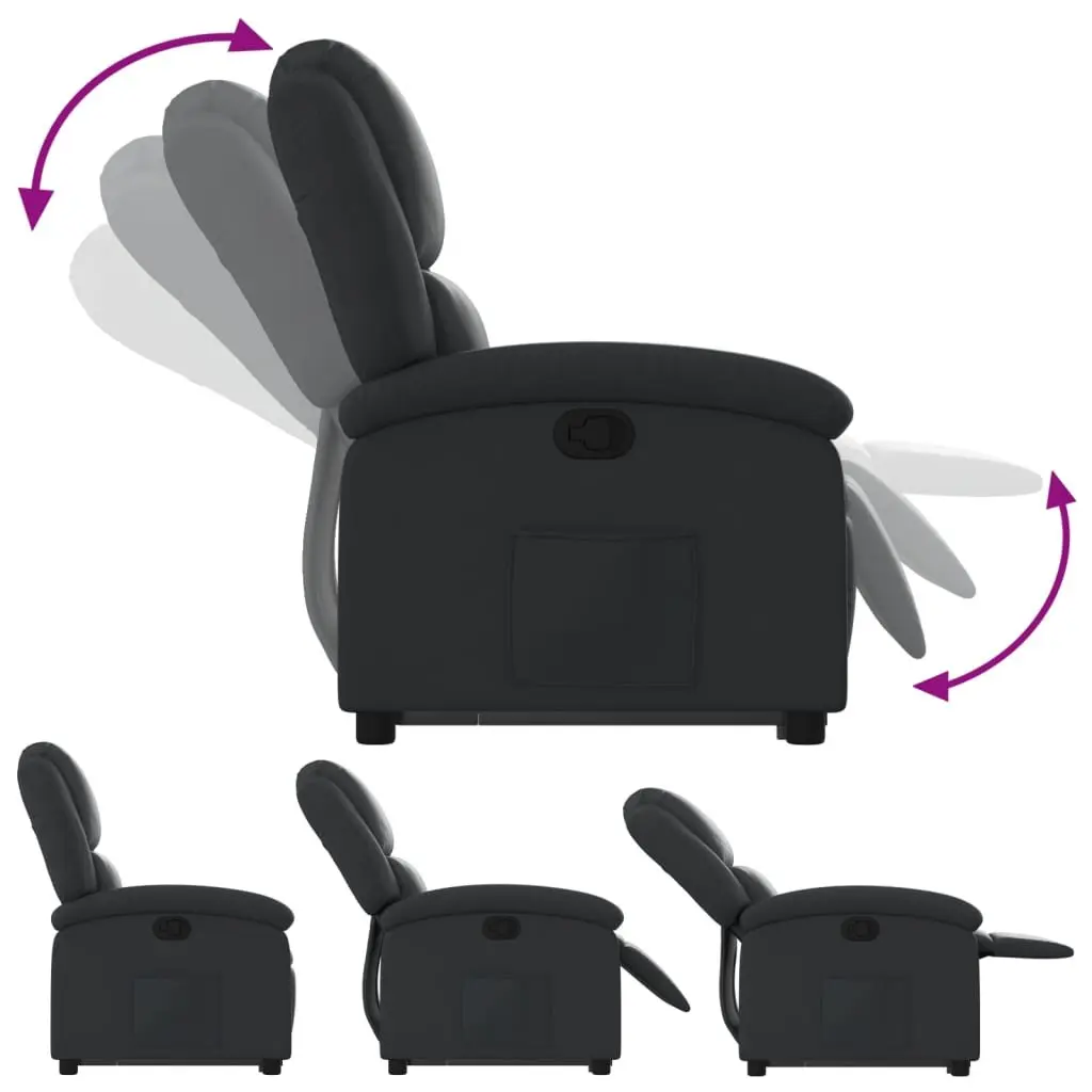 Recliner Chair Power Lift Electric Black Real Leather Comfort with Adjustable Footrest