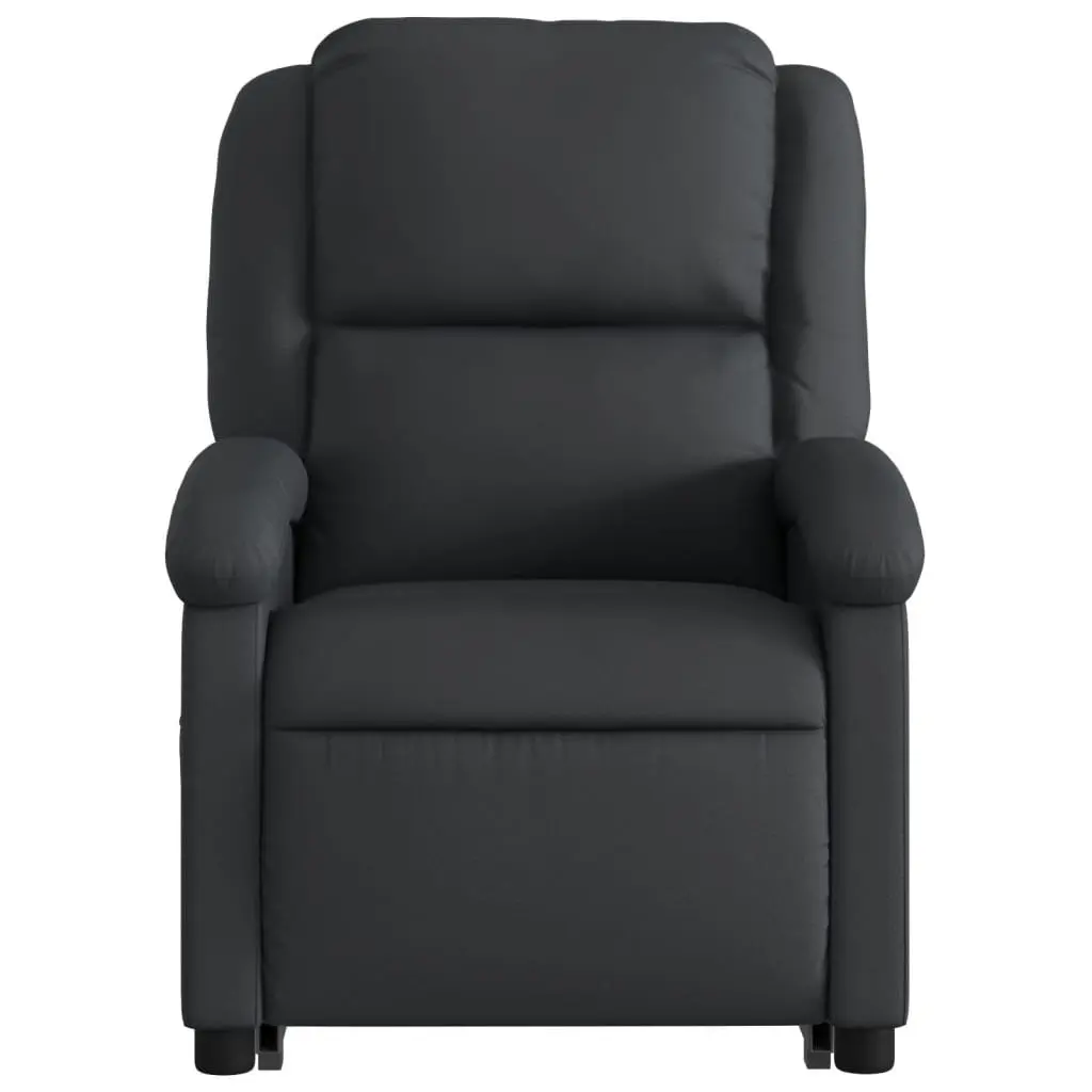 Recliner Chair Power Lift Electric Black Real Leather Comfort with Adjustable Footrest