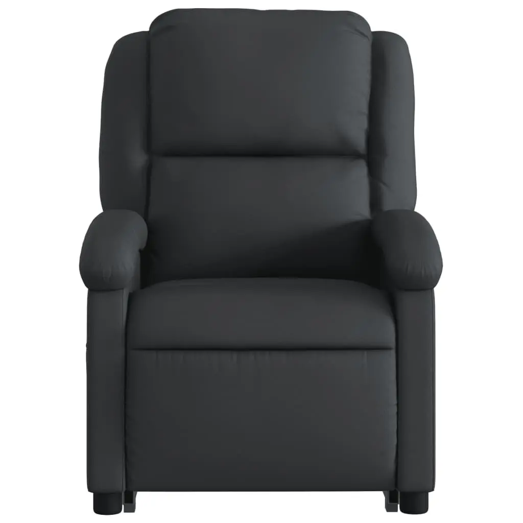 Electric Stand Up Recliner Chair Black Leather Power Lift and Reclining Functions