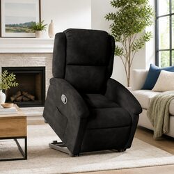 Electric Lift Recliner Chair in Black Velvet for Relaxation