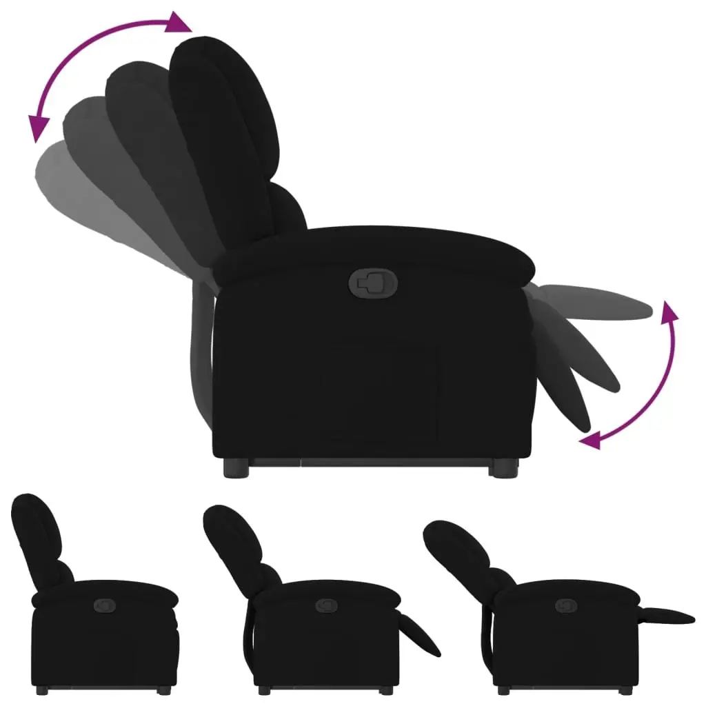 Stand Up Recliner Chair Electric Power Lift Black Velvet Manual Reclining