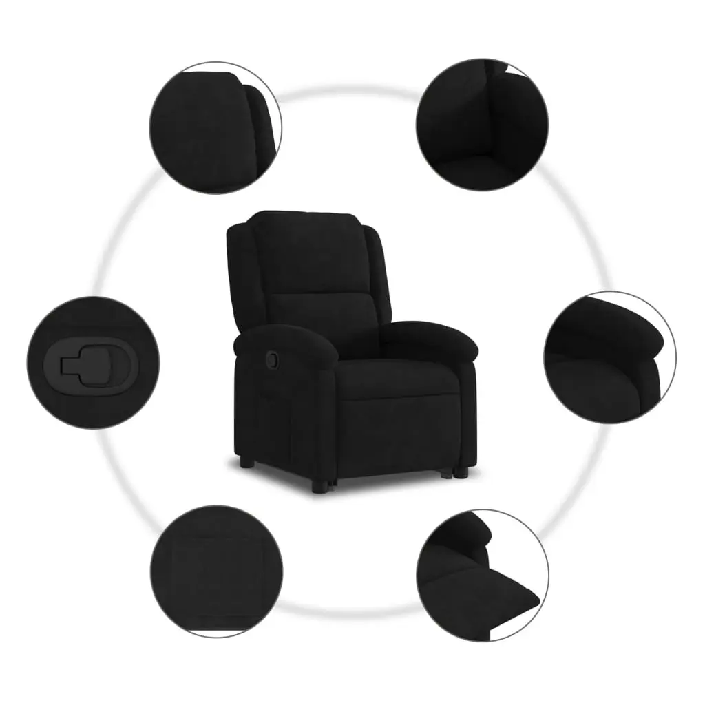 Stand Up Recliner Chair Electric Power Lift Black Velvet Manual Reclining