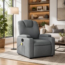 Relax in Style with a Grey Manual Massage Recliner