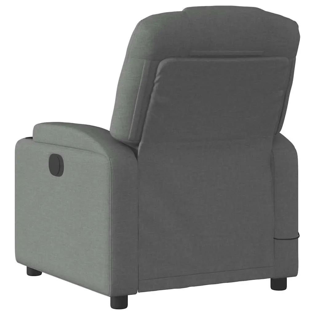 Massage Recliner Chair Grey Fabric Manual Reclining Vibration Massage 6 Massage Points