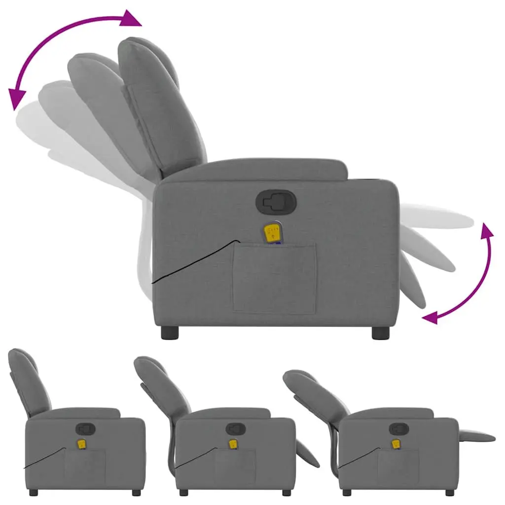 Massage Recliner Chair Grey Fabric Manual Reclining Vibration Massage 6 Massage Points