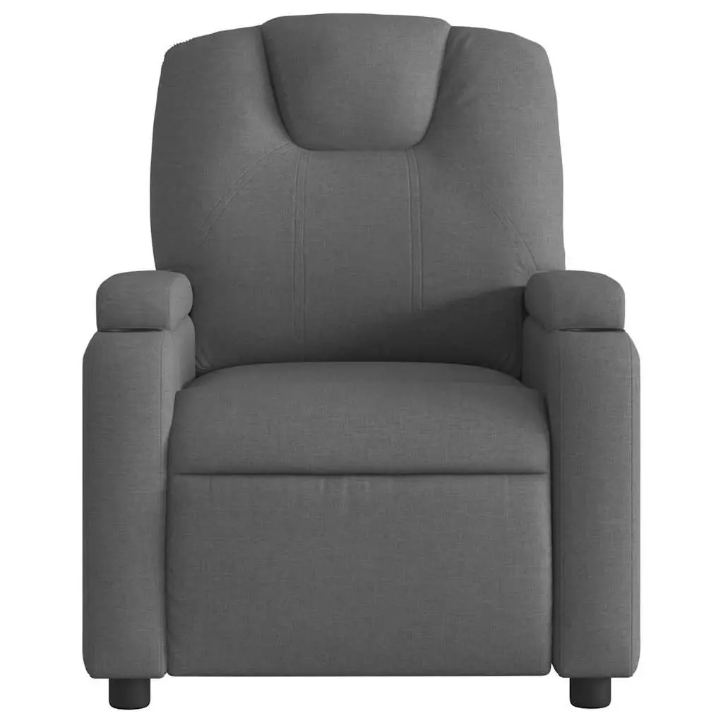 Massage Recliner Chair Grey Fabric Manual Reclining Vibration Massage 6 Massage Points