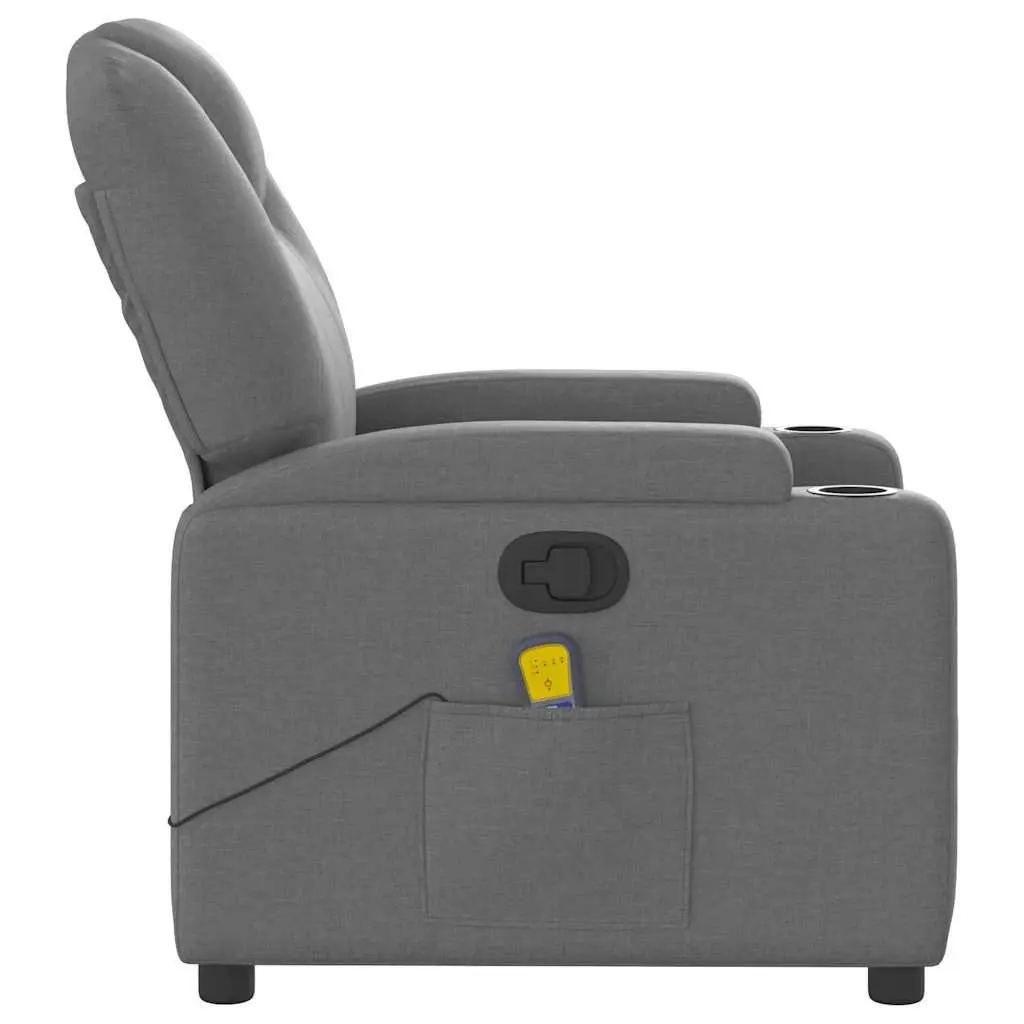 Massage Recliner Chair Grey Fabric Manual Reclining Vibration Massage 6 Massage Points