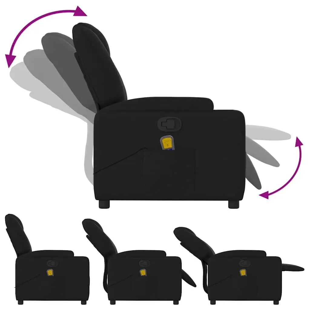 Massage Recliner Chair Black Fabric Manual Reclining with 6 Massage Points and Adjustable Footrest