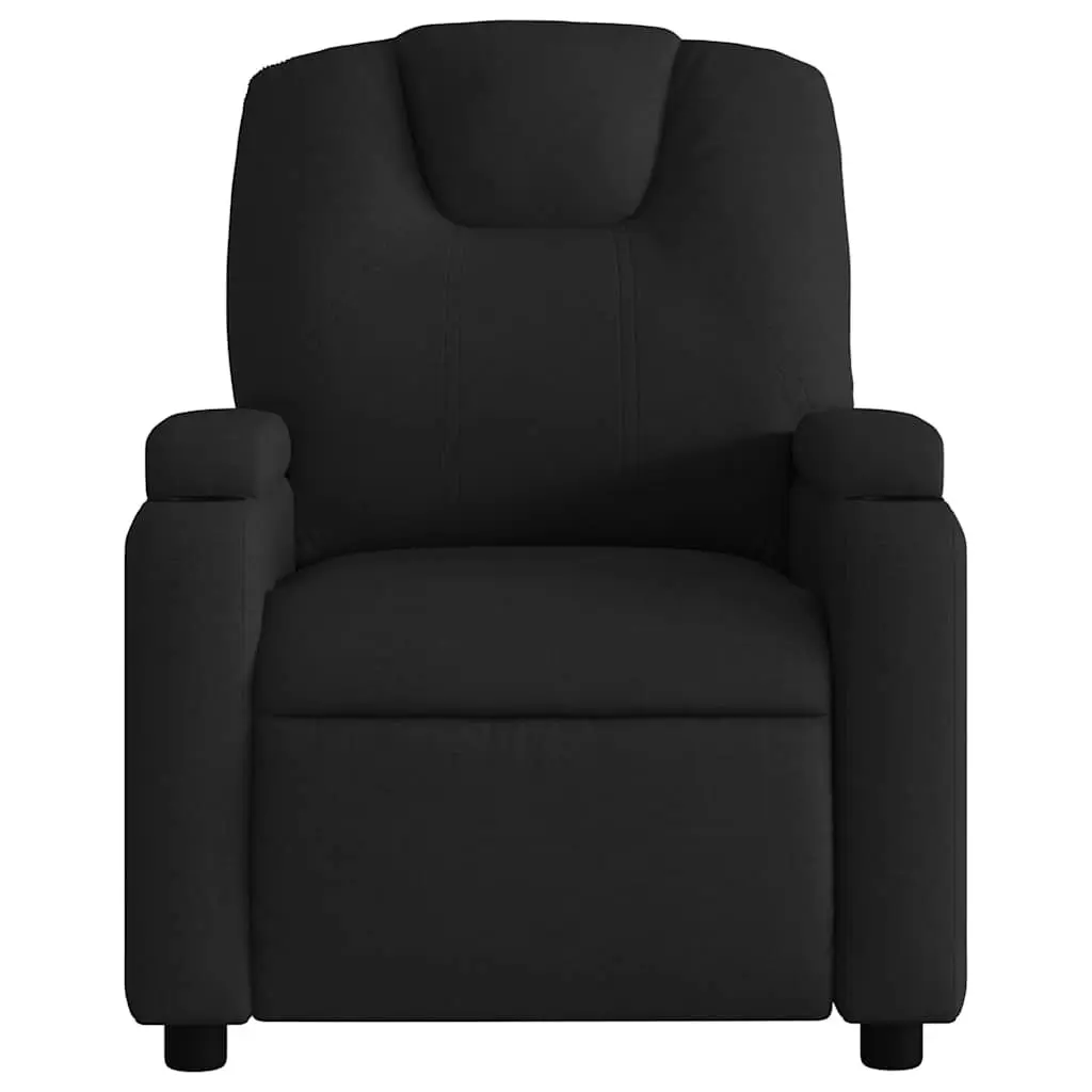 Massage Recliner Chair Black Fabric Manual Reclining with 6 Massage Points and Adjustable Footrest