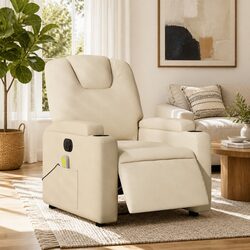 Enhance Your Living Space with this Cream Electric Massage Recliner Chair