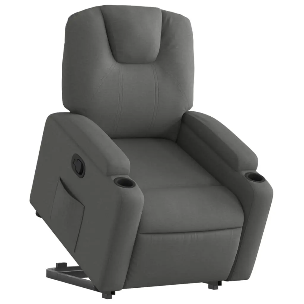Electric Power Lift Stand Up Recliner Chair Manual Recline Dark Grey Fabric