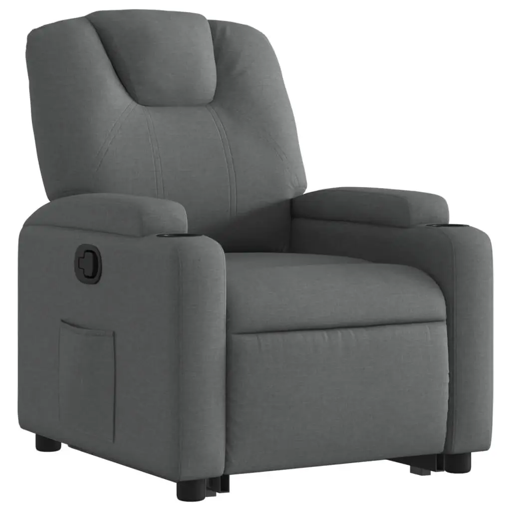 Electric Power Lift Stand Up Recliner Chair Manual Recline Dark Grey Fabric