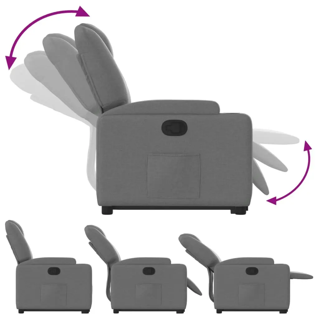 Electric Power Lift Stand Up Recliner Chair Manual Recline Dark Grey Fabric
