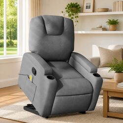 Comfort-Focused Grey Fabric Recliner Chair with Massage