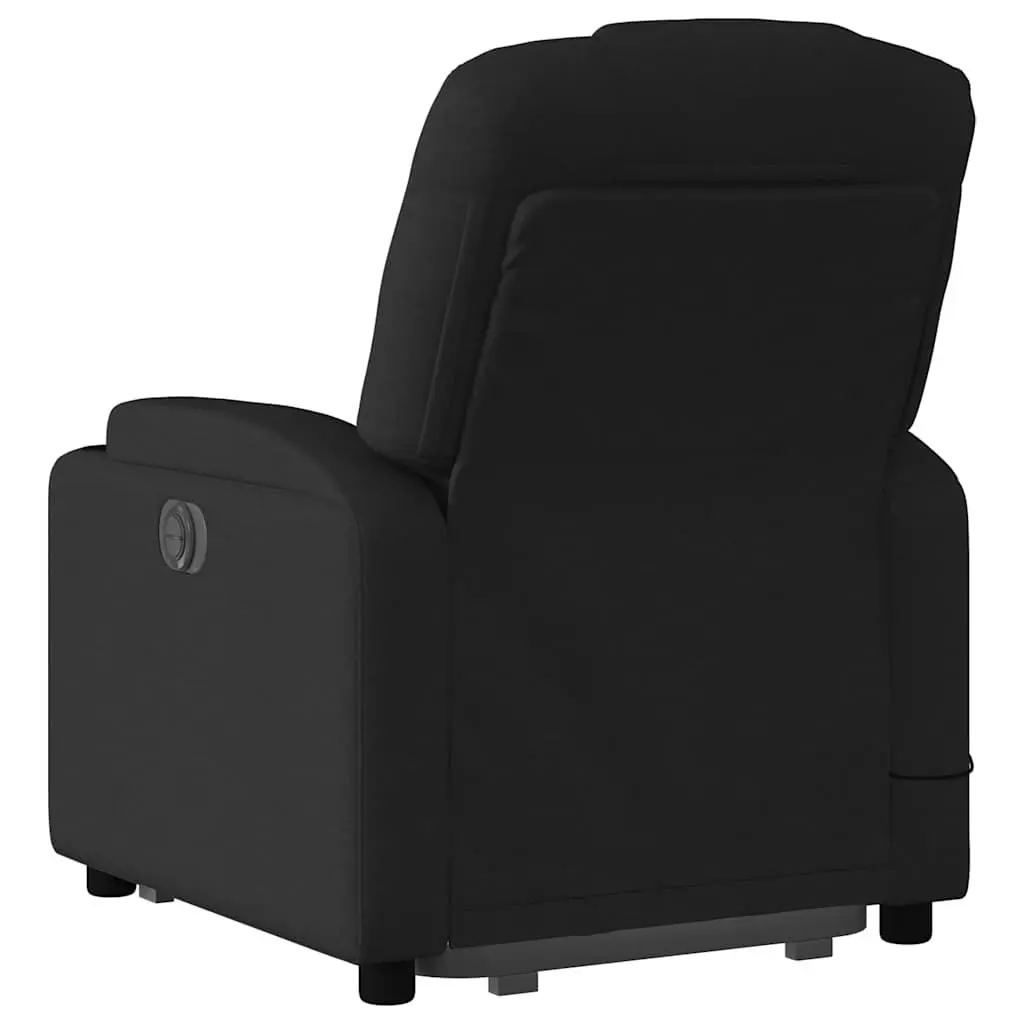 Electric Massage Recliner Chair Black Fabric Power Lift Function Manual Reclining Full Body Massage