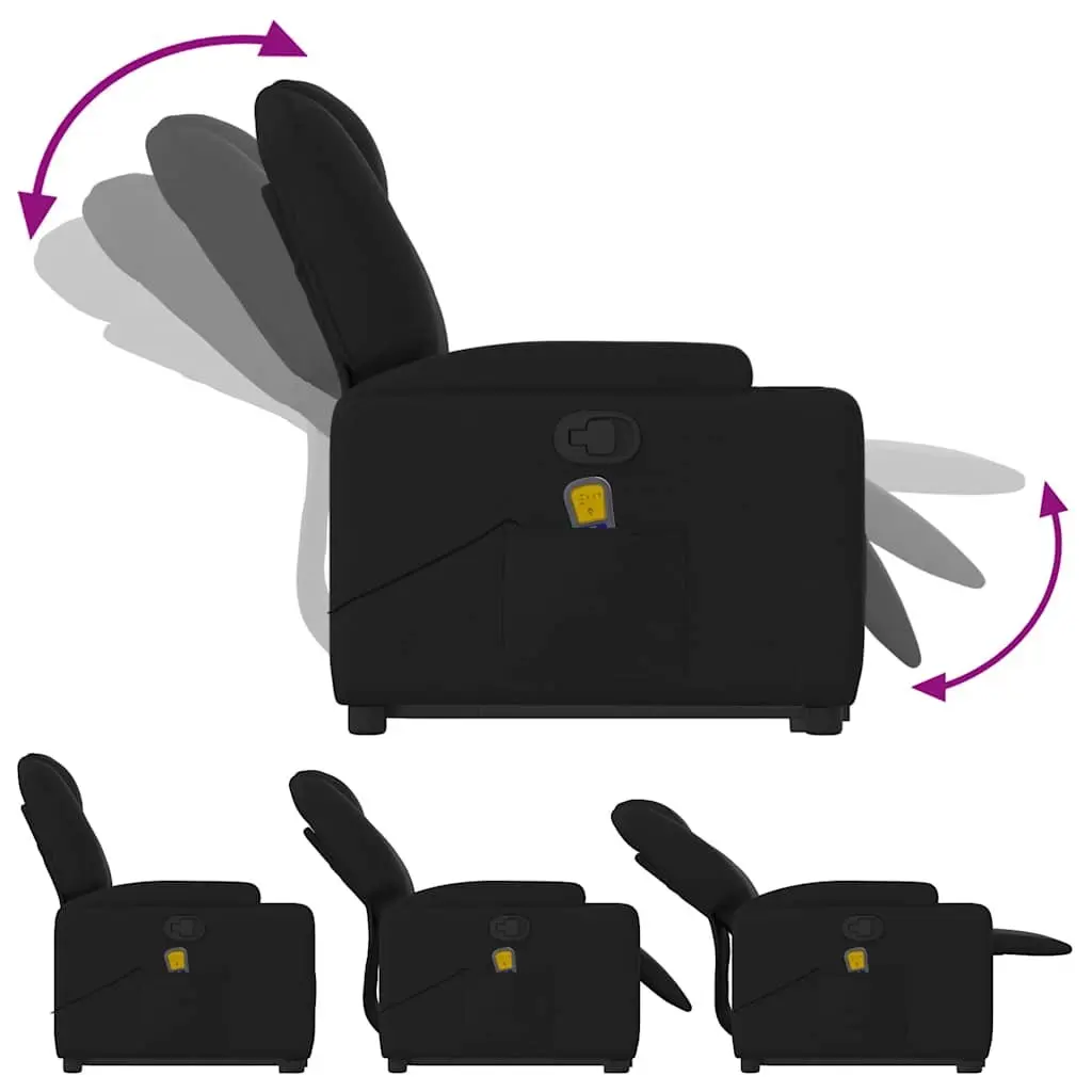 Electric Massage Recliner Chair Black Fabric Power Lift Function Manual Reclining Full Body Massage
