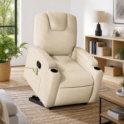 Cream Fabric Massage Recliner for Your Living Space