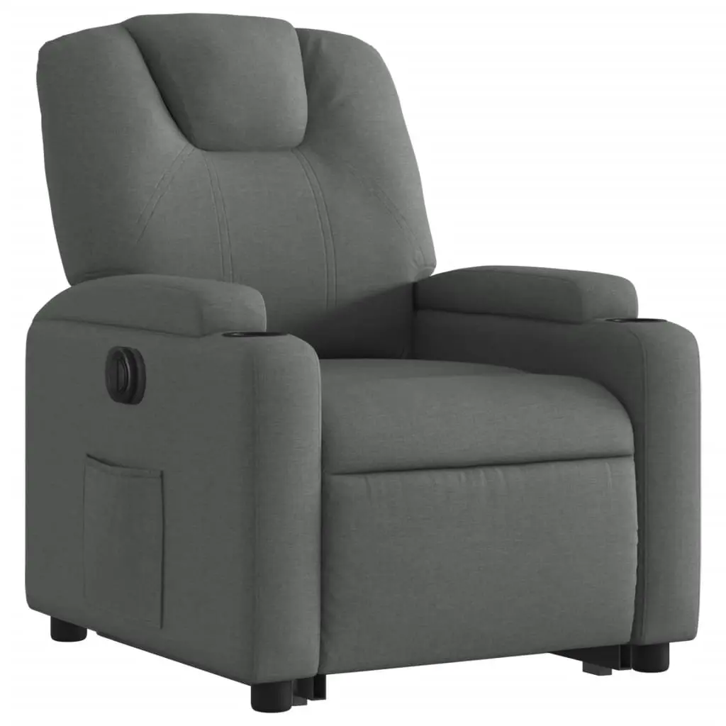 Electric Stand Up Recliner Chair Grey Fabric Power Lift with Footrest