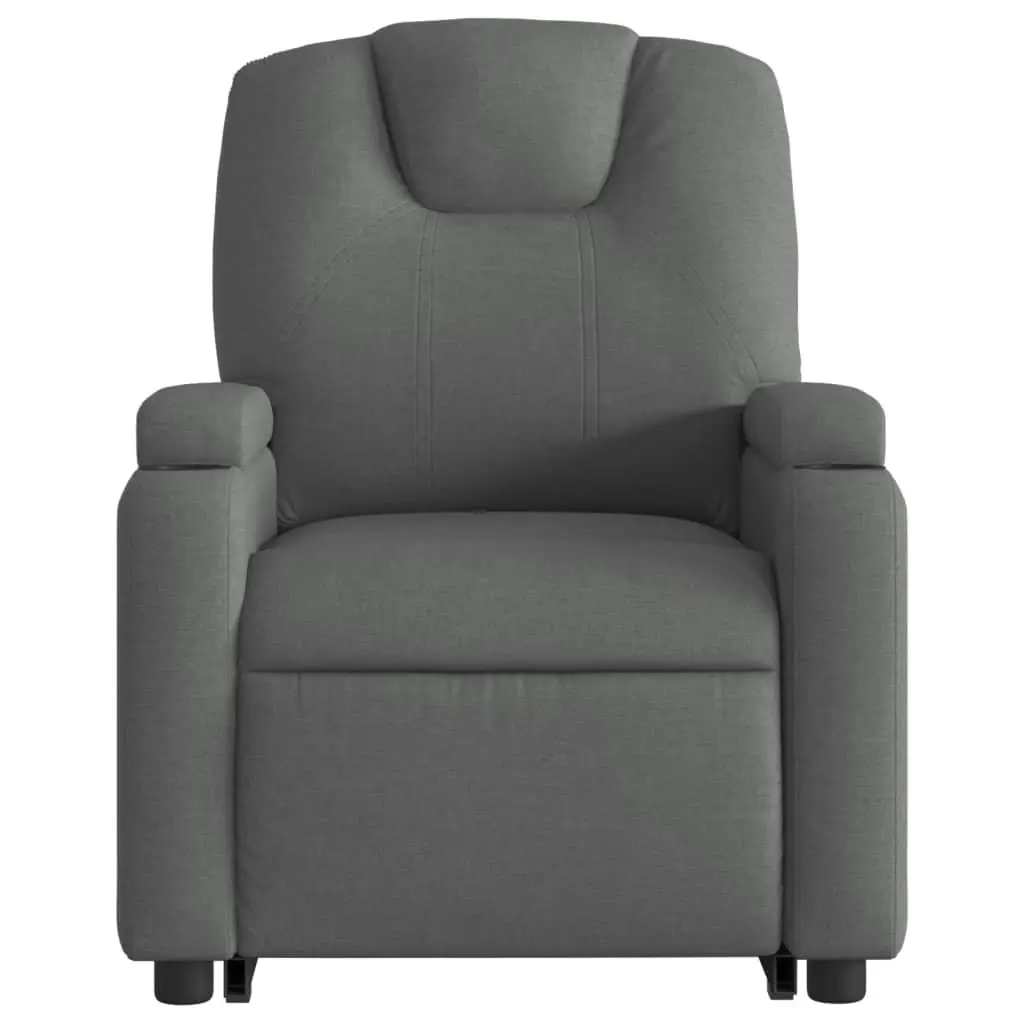 Electric Stand Up Recliner Chair Grey Fabric Power Lift with Footrest