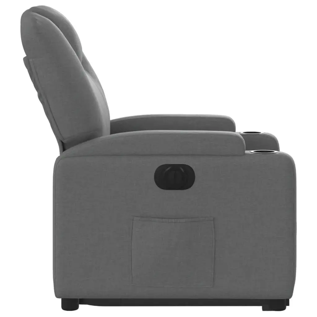 Electric Stand Up Recliner Chair Grey Fabric Power Lift with Footrest