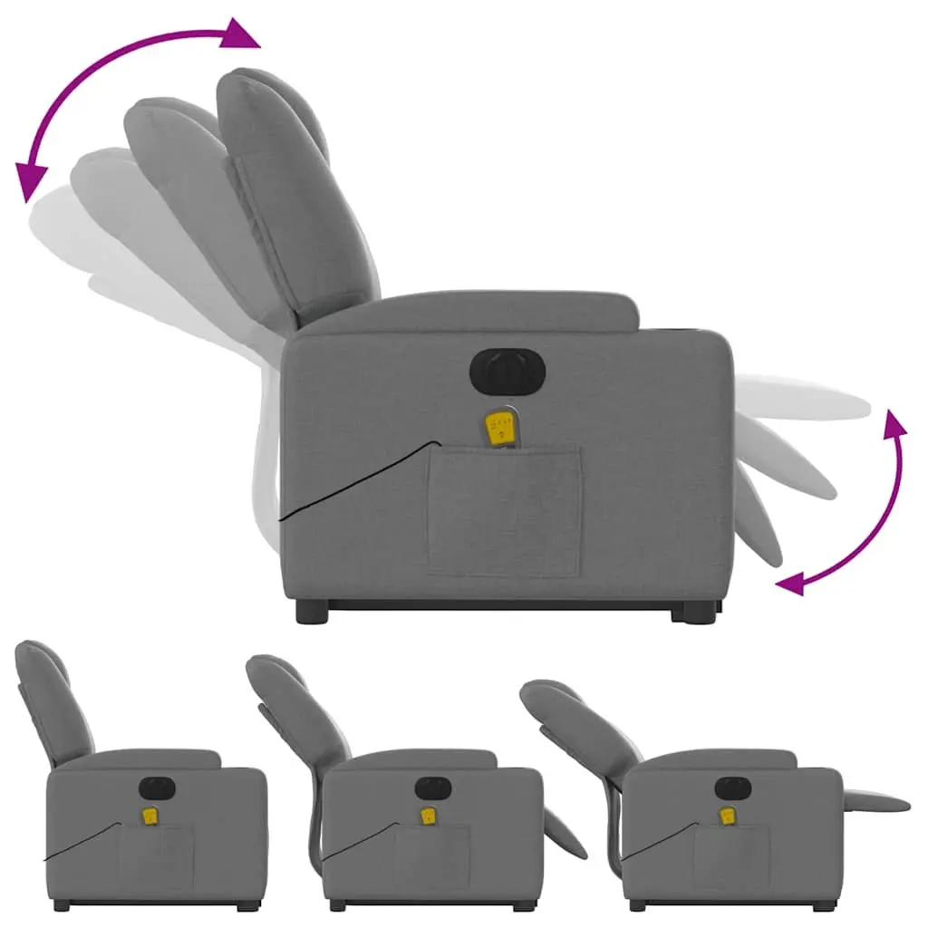 Electric Recliner Chair Grey Fabric with Power Lift and Massage Functions for Elderly Comfort