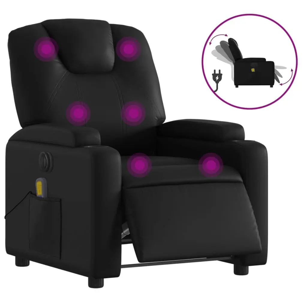 Electric Massage Recliner Chair Black Faux Leather Automatic Reclining Vibration Massage