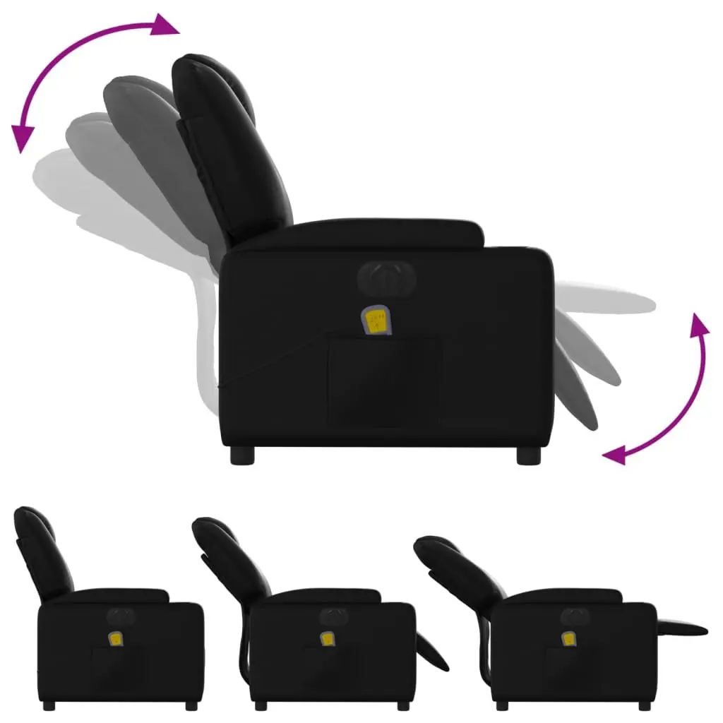 Electric Massage Recliner Chair Black Faux Leather Automatic Reclining Vibration Massage