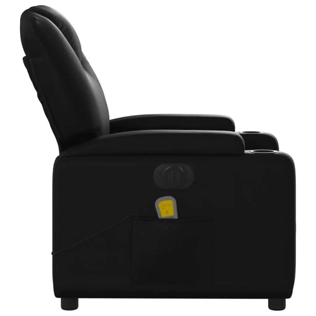 Electric Massage Recliner Chair Black Faux Leather Automatic Reclining Vibration Massage