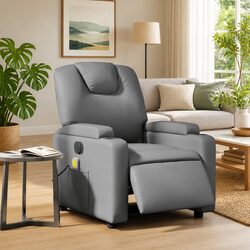Relaxing Electric Recliner Armchair in Grey Faux Leather