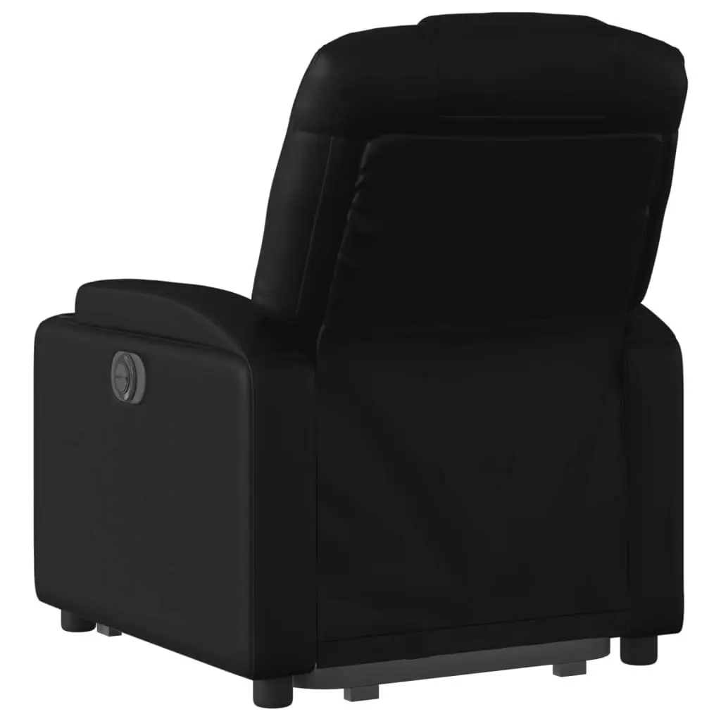Electric Power Lift Recliner Chair Black Faux Leather Manual Recline Thickly Padded Seat